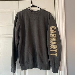 Carhartt Gray Sweatshirt with Logo Sleeve